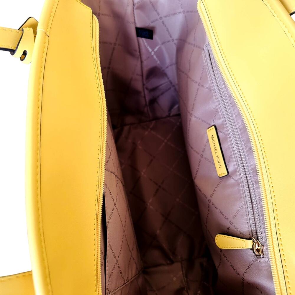Michael Kors Kimber Tote Shopper Bag Daffodil Yellow Canvas NEW $558 - Picture 4 of 8
